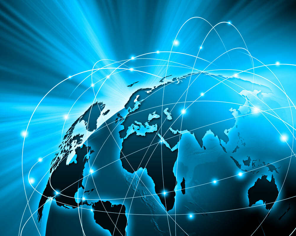 Blue vivid image of globe. Globalization concept-min